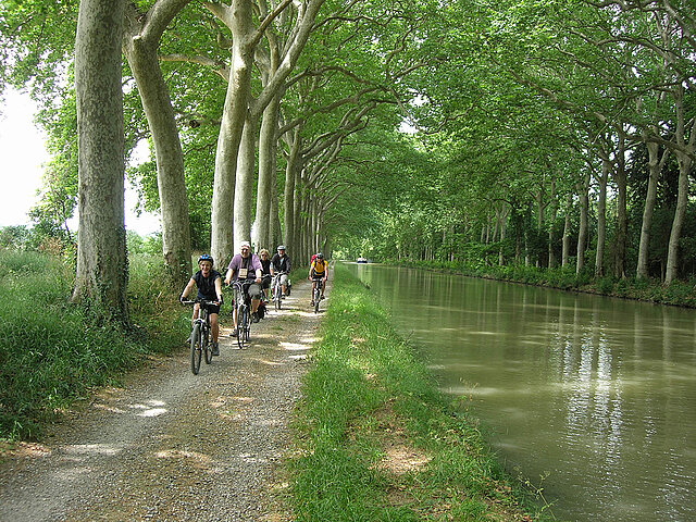 Rad fahren am Canal du Midi, Frankreich